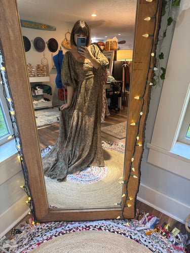 (Green) Ready to ship hand dyed cottage corset dress end of summer sale