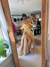 Load image into Gallery viewer, Flash sale two dress deal euphoria off white and Ready to ship New style Opaline Dress with mini puff sleeves and embroidered ruffle (sand color)