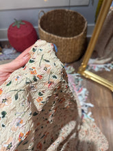 Load image into Gallery viewer, Ready to ship prairie hearts in beige rust floral crinkle dress