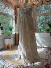 Load image into Gallery viewer, Ready to ship one of a kind Glory Dress in off white and ivory linen cotton/chiffon/vintage lace and embroidery
