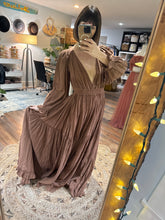 Load image into Gallery viewer, Daydream in deep brown crinkly cotton dress small-xl ready to ship (reversible)