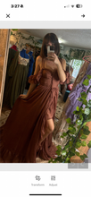 Load image into Gallery viewer, Brown chiffon poetry dress ready to ship - great for maternity, photo shoot, wedding, bridesmaid