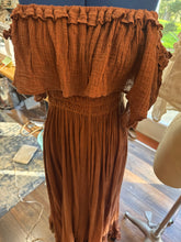 Load image into Gallery viewer, Ready to ship amazing bundle. Show off those shoulders hand dye dress, off white show off top, so Sara beige top, poetry lace corset top and soul mate skirt deal