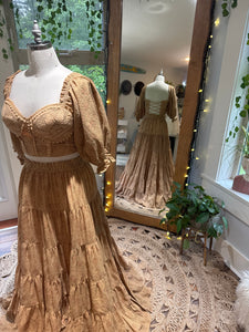 Preorder one of a kind  mustard two piece corset dress hand dyed
