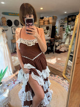 Load image into Gallery viewer, Flash sale Ready to ship dark brown Ruffle Bliss tiered crinkle fabric dress