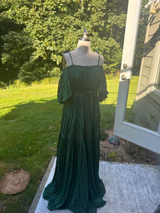 Sale-Ready to ship Athena dress forest green soft wrinkle fabric