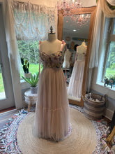 Load image into Gallery viewer, Ready to ship sale two dress deal Sonoma brown hand dye with hey babe with floral embellishments hand dyed blush
