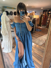 Load image into Gallery viewer, (Two dress deal) show off those shoulders light ivory  with Ready to ship soft denim Rapture dress - sale