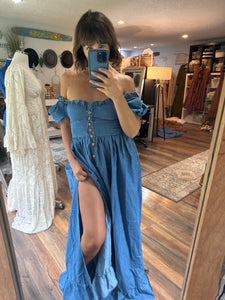 (Two dress deal) show off those shoulders light ivory  with Ready to ship soft denim Rapture dress - sale