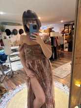 Load image into Gallery viewer, Allow 6-8 week preorder vintage lover print custom dress lined in Brown