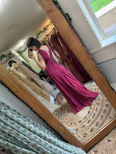 Load image into Gallery viewer, Love me wild linen cotton wine colour dress ready to ship on sale