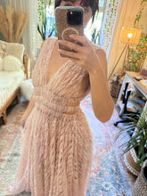 Load image into Gallery viewer, New style ready to ship love me wild in lace this one is Rose blush. Maternity friendly reclamation dress sheer