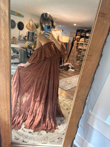 Ready to ship Show Off Those Shoulders dress in brown lace