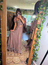 Load image into Gallery viewer, Reserve for ready to ship soon hand dyed brown lace two piece with detachable sleeve