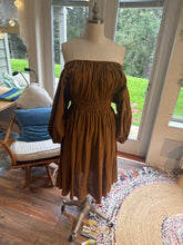 Load image into Gallery viewer, MIDI length brown dress xl-3x adjustable ready to ship