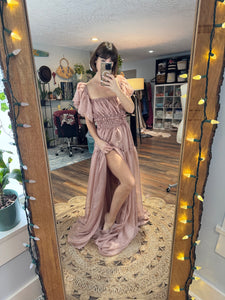 Ready to ship mystical wonders sheer two-piece dress coffee rose