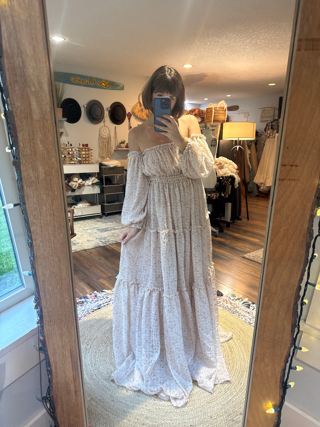 Ready to ship flash sale you glow girl crinkle tiny beige floral dress