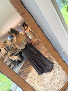 Ready to ship sale hand dyed skirt skirt and poetry print top brown floral