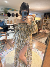 Load image into Gallery viewer, Ready to ship you glow girl  blue green floral crinkle print flash sale