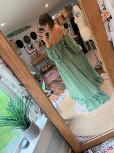 Load image into Gallery viewer, Ready to ship green crinkle always and forever with sleeves dress on sale