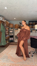 Load image into Gallery viewer, Two dress deal hand dyed teal hey babe dress and  Dark brown crinkle you glow girl tiered version ready to ship dress