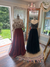 Load image into Gallery viewer, Two dress deal hey babe hand dye green and rust skirt embroidered top ready to ship sale