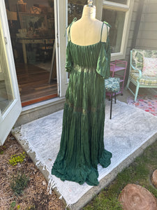 Sale-Ready to ship Athena dress forest green soft wrinkle fabric