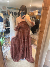 Load image into Gallery viewer, Brown floral crinkle you glow girl with short sleeve ready to ship sale
