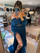 Load image into Gallery viewer, Ready to ship two dress deal teal satin nothing quite two piece Hey Babe two piece floral lace with ruffle antique white