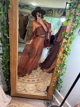 Load image into Gallery viewer, Two piece rust lace ready to ship (sheer) dress