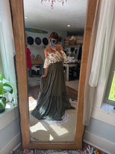 Load image into Gallery viewer, Ready to ship two dress deal embroidered top and olive skirt with euphoria hand dye dress