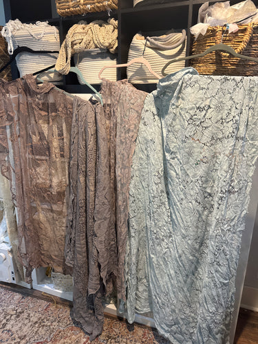 You get all shown hand dye Vintage lace ) (Package y) bigger pieces ready to ship Box of fabric remnants perfect for baby layering (photo prop)