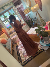 Load image into Gallery viewer, Dark brown crinkle you glow girl tiered version ready to ship dress