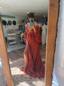 (RESERVED) Ready to ship rust linen cotton dreams like these dress sale