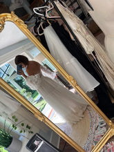 Load image into Gallery viewer, Lace corset top (off white) and lace skirt (ivory) ready to ship sale