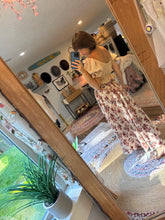 Load image into Gallery viewer, Ready to ship crinkle beige top and crinkle mushroom skirt two piece dress set