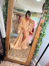 Load image into Gallery viewer, Ready to ship dreams dress beige golden crinkle mega sale