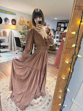 Load image into Gallery viewer, Daydream in deep brown crinkly cotton dress small-xl ready to ship (reversible)