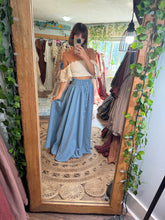 Load image into Gallery viewer, Ready to ship so Sara Lacey top and blue jean dreams button up skirt