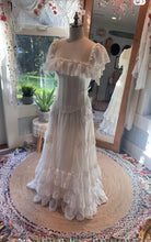 Load image into Gallery viewer, Ready to ship sample sale three piece corset dress comes with an extra chiffon over skirt