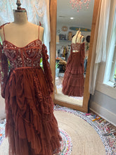 Load image into Gallery viewer, Ready to ship one of a kind hey babe with sleeves and ruffle overlay