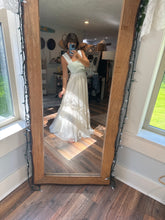Load image into Gallery viewer, Amazing sale Ready to ship one of a kind dress vintage lace (soft green)hand dyed with tulle (lined) on sale