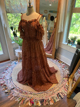 Load image into Gallery viewer, Ready to ship sale crinkle brown floral poetry two piece with tier skirt new size