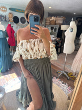 Load image into Gallery viewer, Ready to ship two dress deal embroidered top and olive skirt with euphoria hand dye dress
