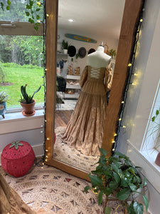 Preorder one of a kind  mustard two piece corset dress hand dyed