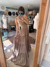 Load image into Gallery viewer, Rosette tan brown sale ready to ship dress linen cotton