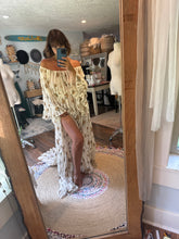 Load image into Gallery viewer, Ruffle me open dress in embroidery fabric ready to ship fits small to 2x (buttons up)