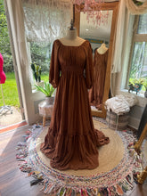 Load image into Gallery viewer, Ready to ship sale ruffle me right up chocolate brown cotton dress