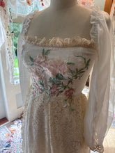 Load image into Gallery viewer, Ready to ship one of a kind Glory Dress in off white and ivory linen cotton/chiffon/vintage lace and embroidery
