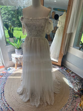 Load image into Gallery viewer, One of a kind ready to ship on sale vintage lace mixed with new embroidery lace ivory dress